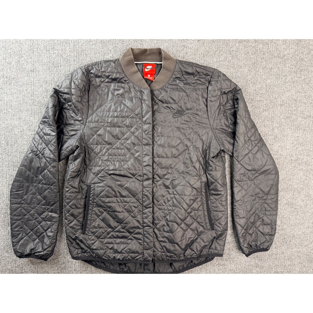 Nike Mens Medium Black Quilted Insulated Full Zip Bomber Jacket Liner Streetwear